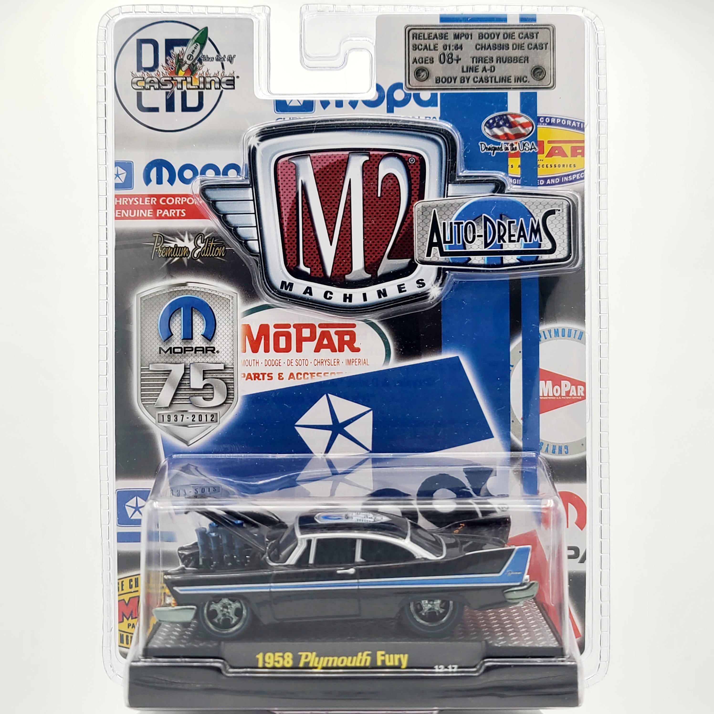 M2 Machines '58 Plymouth Fury - 1:64, Mopar 75th Anniversary (2012 Auto-Dreams Rel 1)